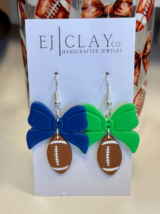 Football Bow Clay Earrings