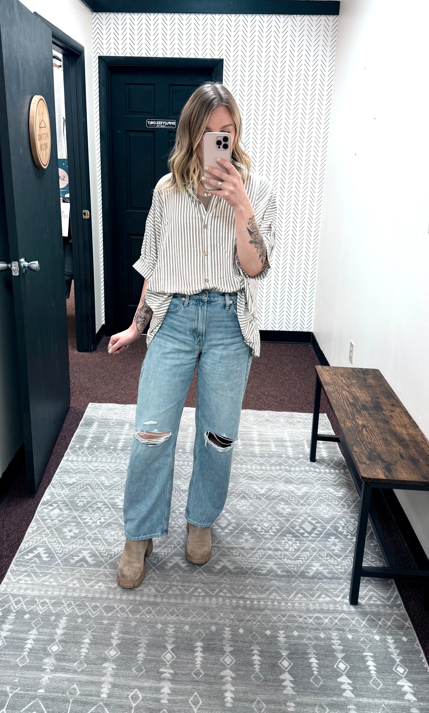 Striped Button Down Relaxed Top | Multiple Colors