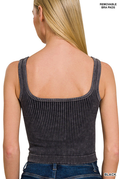 STONE WASHED RIBBED TANK