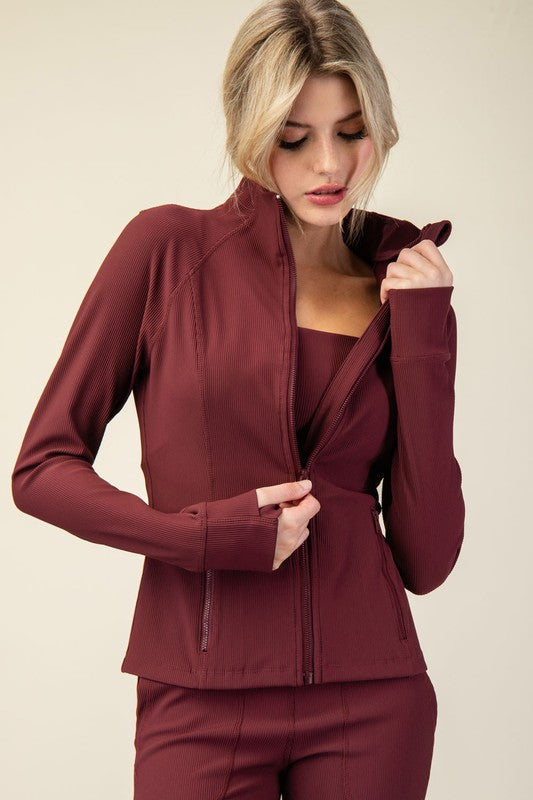 Wine Ribbed Jacket