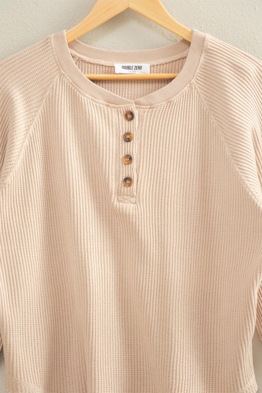 Mineral Washed Waffle Henley Top