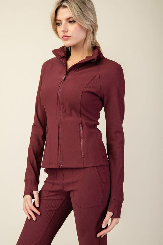 Wine Ribbed Jacket