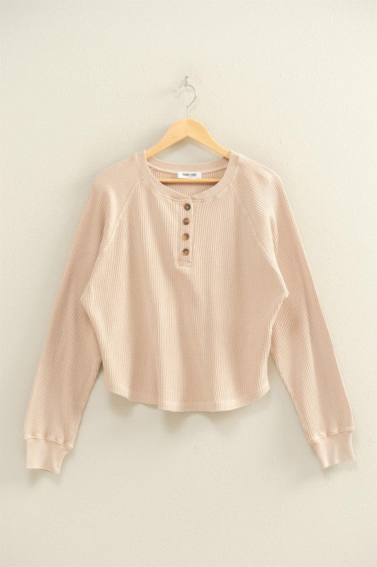 Mineral Washed Waffle Henley Top