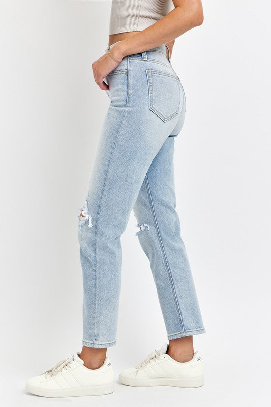 High rise straight jeans