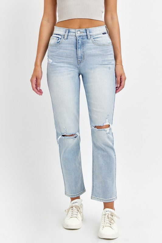 High rise straight jeans