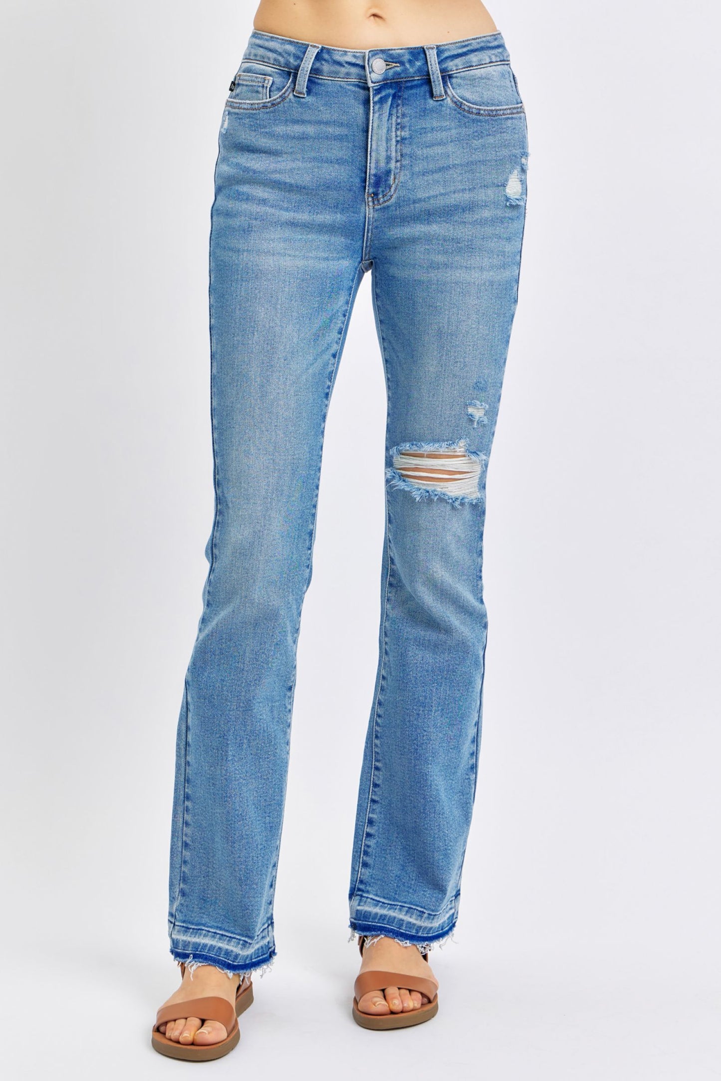 Judy Blue Mid-Rise Distressed Bootcut