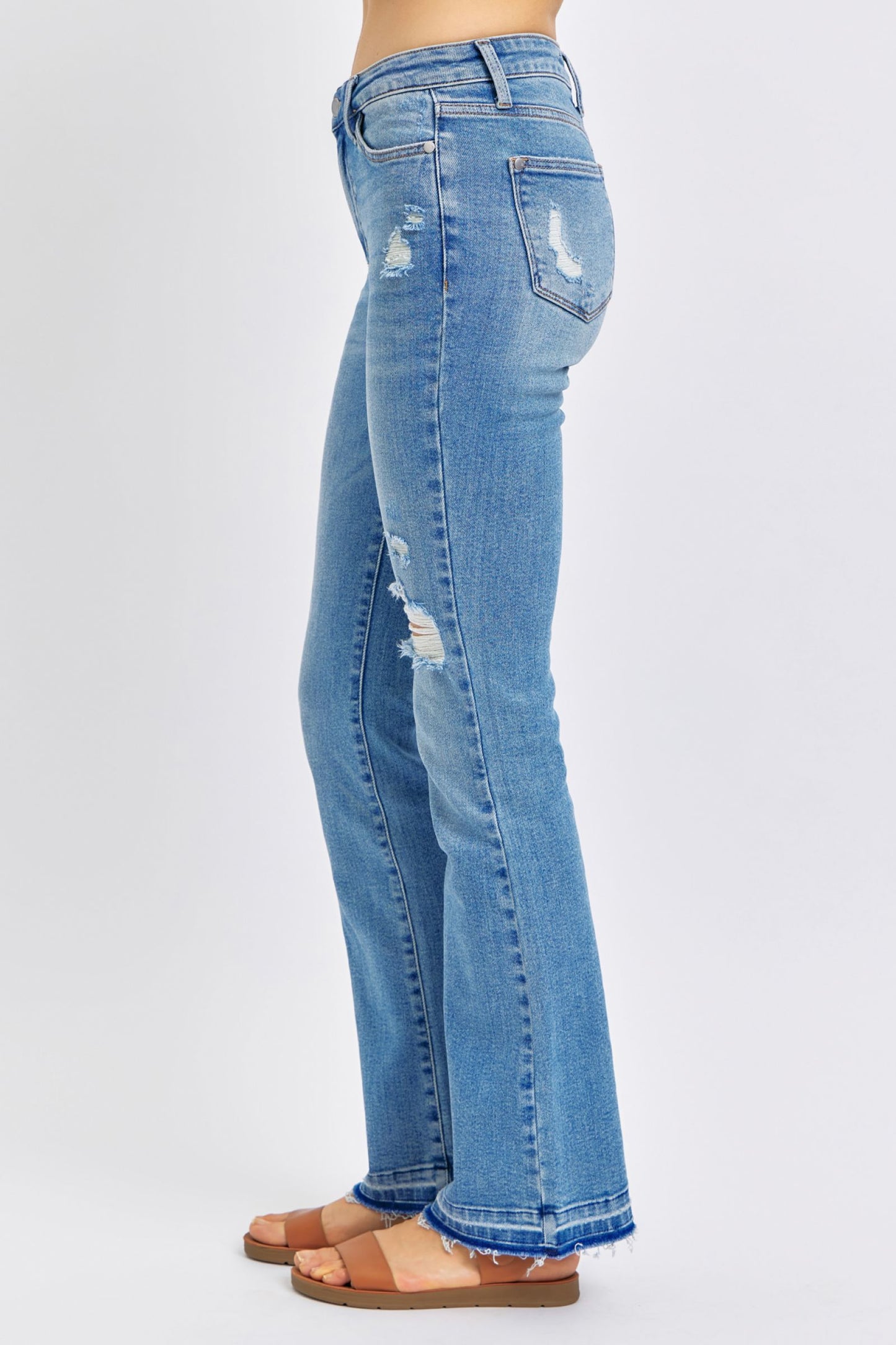 Judy Blue Mid-Rise Distressed Bootcut