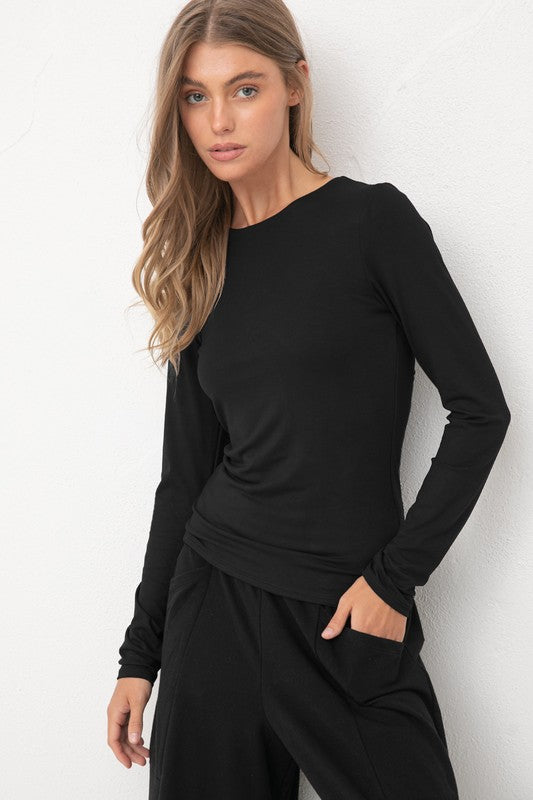 Black Round Neck Long Sleeve