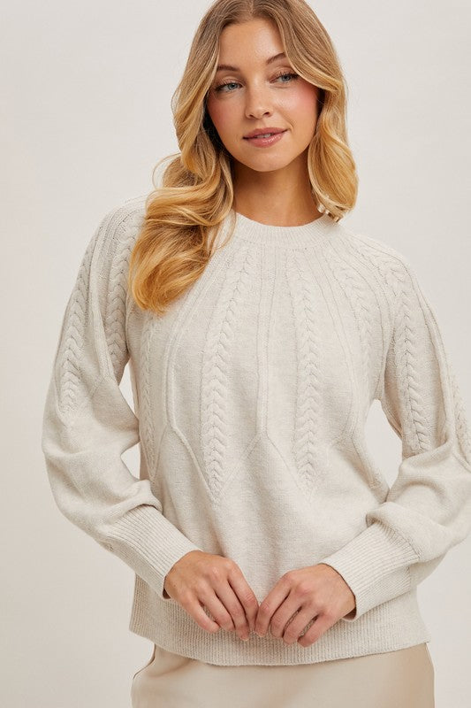 Oatmeal Cable Knit Sweater