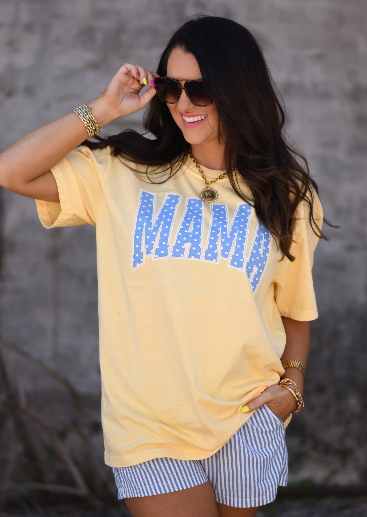 Butter Yellow Polka Dot Mama Graphic Tee