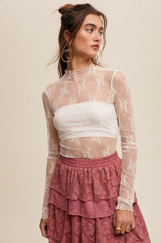 Cream Lace Layering Top