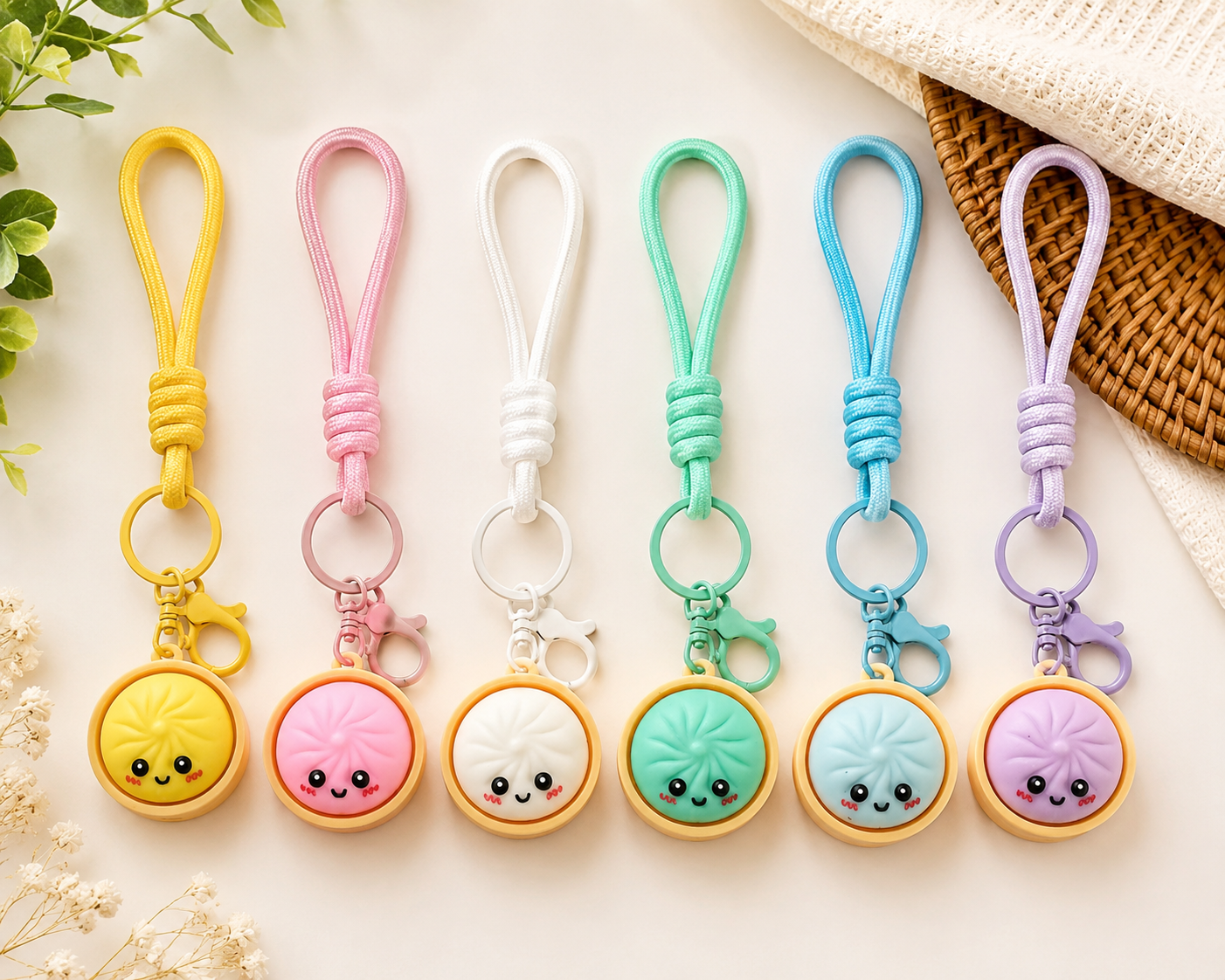 Cute Dumpling Wristlet Keychain