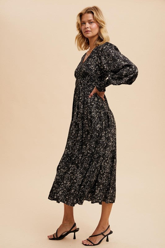 Black Floral Long Sleeve Dress