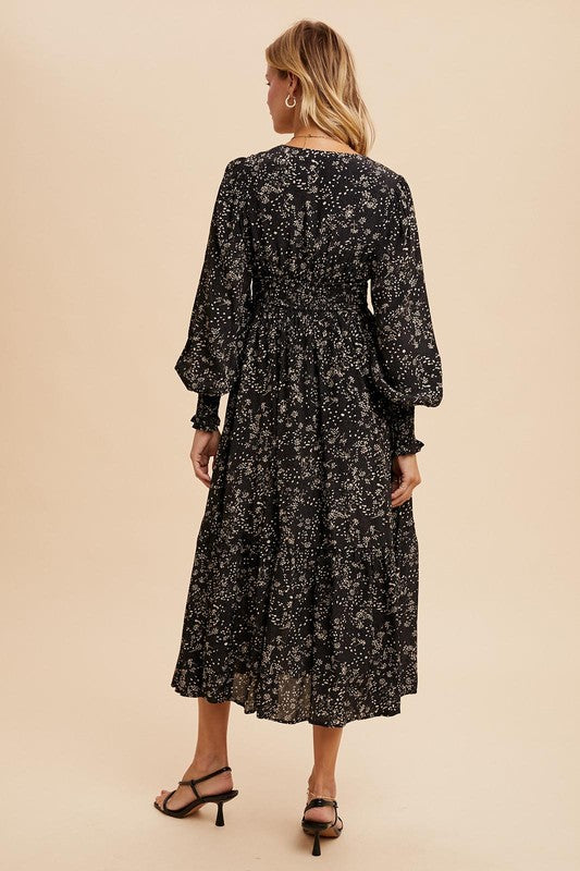 Black Floral Long Sleeve Dress