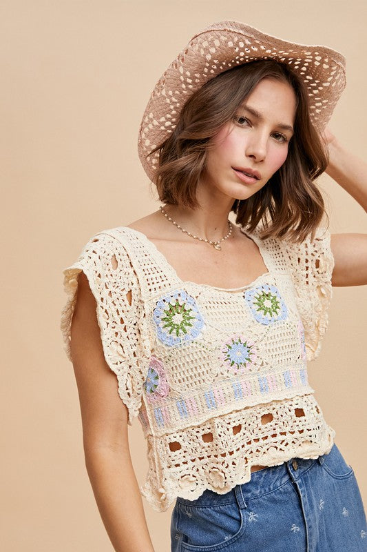 Natural Crochet Crop Top