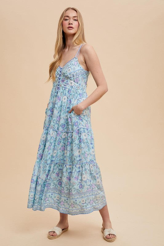 Blue Floral Maxi Dress
