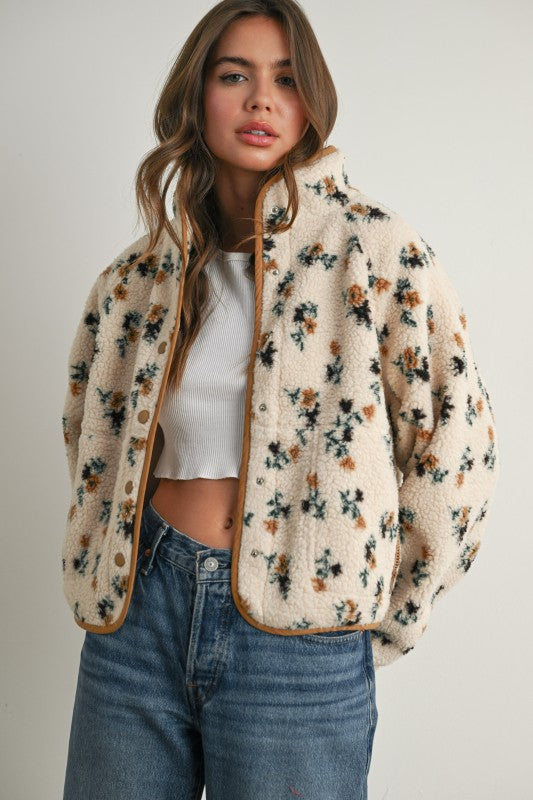 Floral Sherpa Snap Jacket