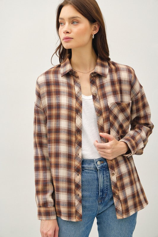 Caramel Plaid Button Down