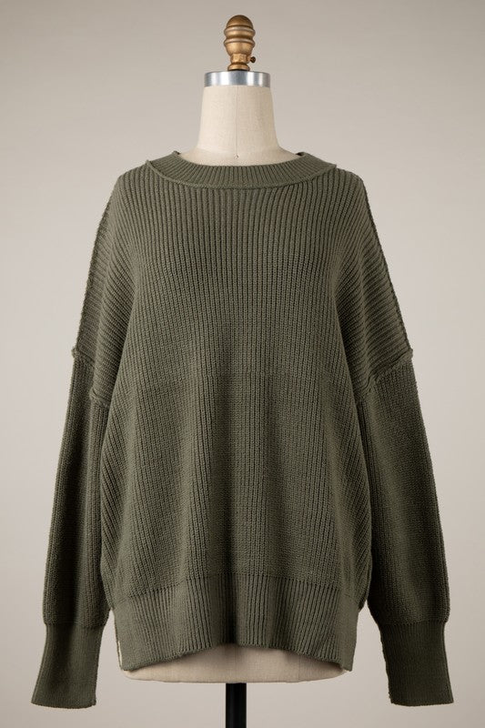 Sage Oversized Ribbed Sweater