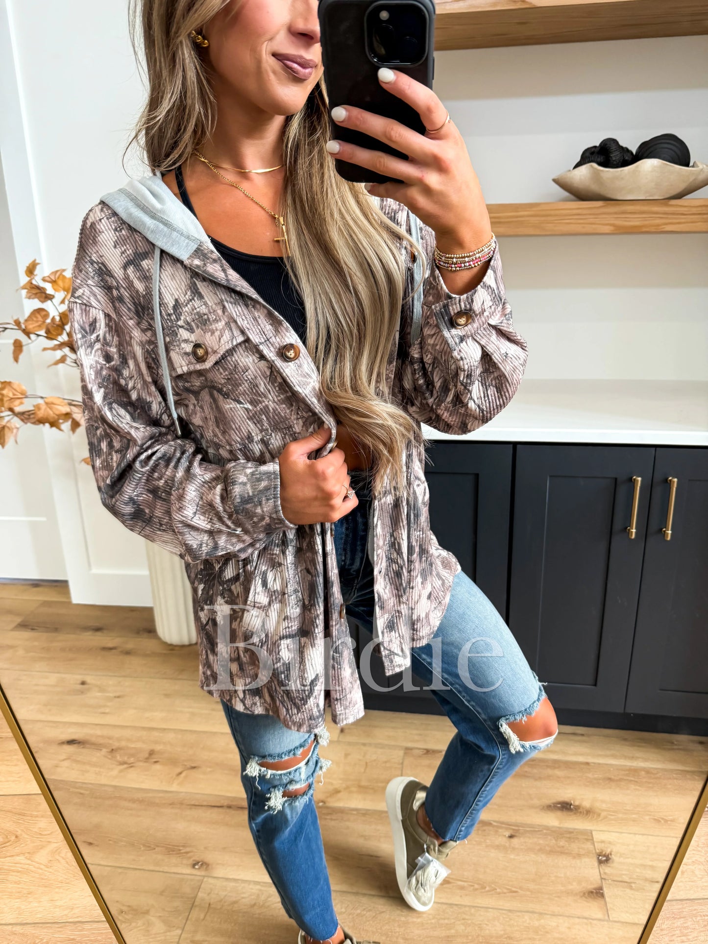 Camo Hooded Shacket (Preorder)