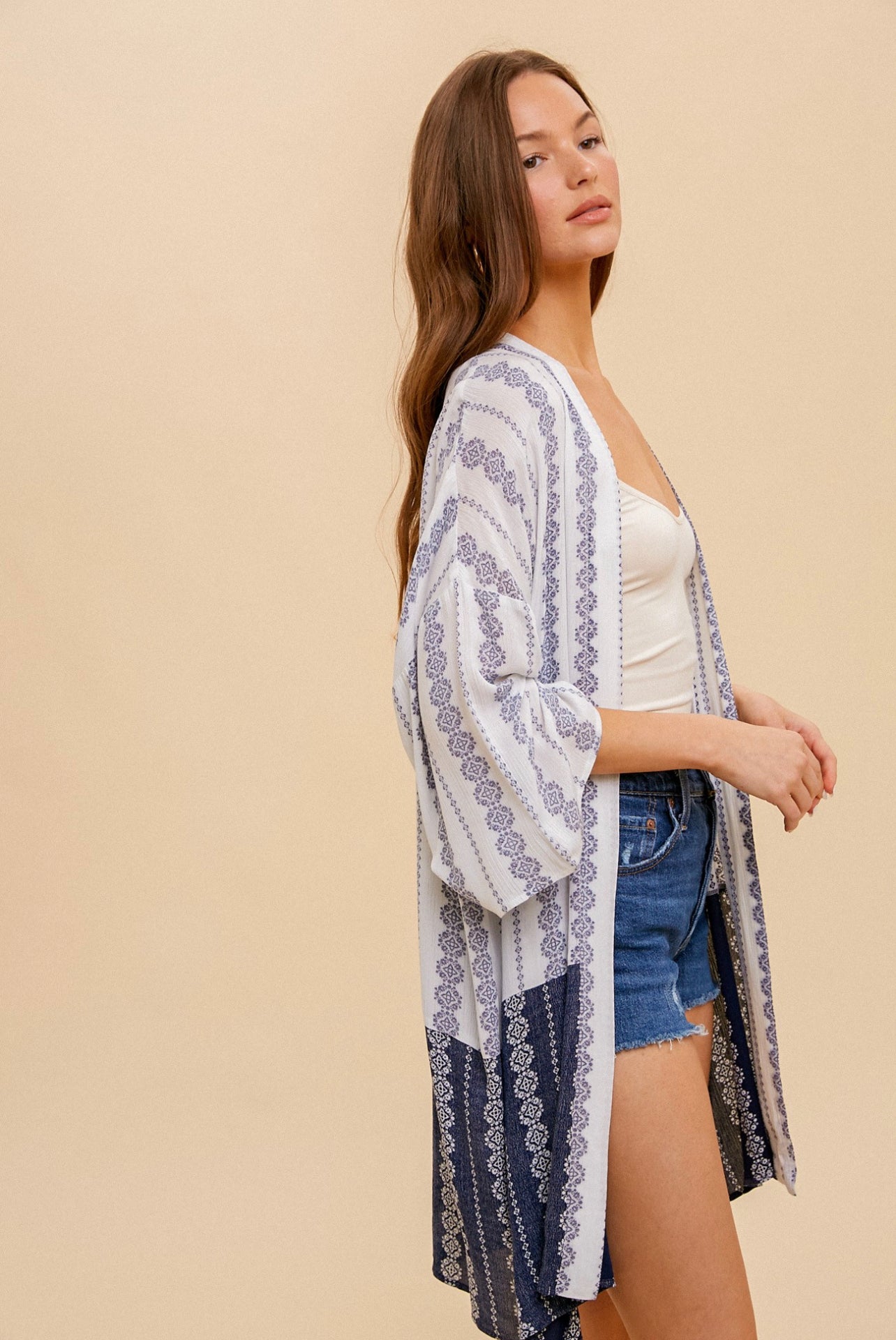 Navy and White Kimono