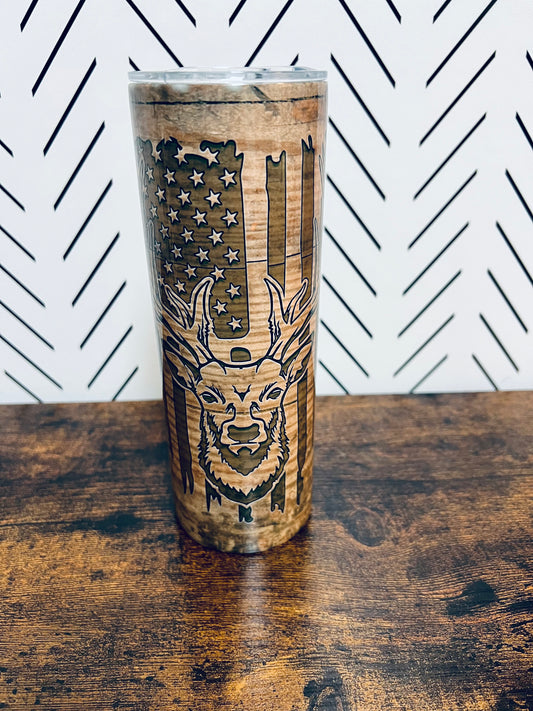 Deer Hunting Woodgrain Tumbler