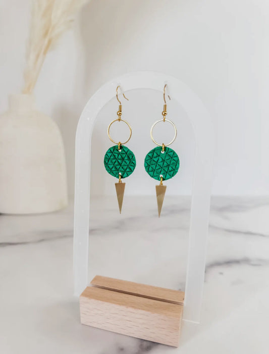 The Nora Leather Earrings (Green)