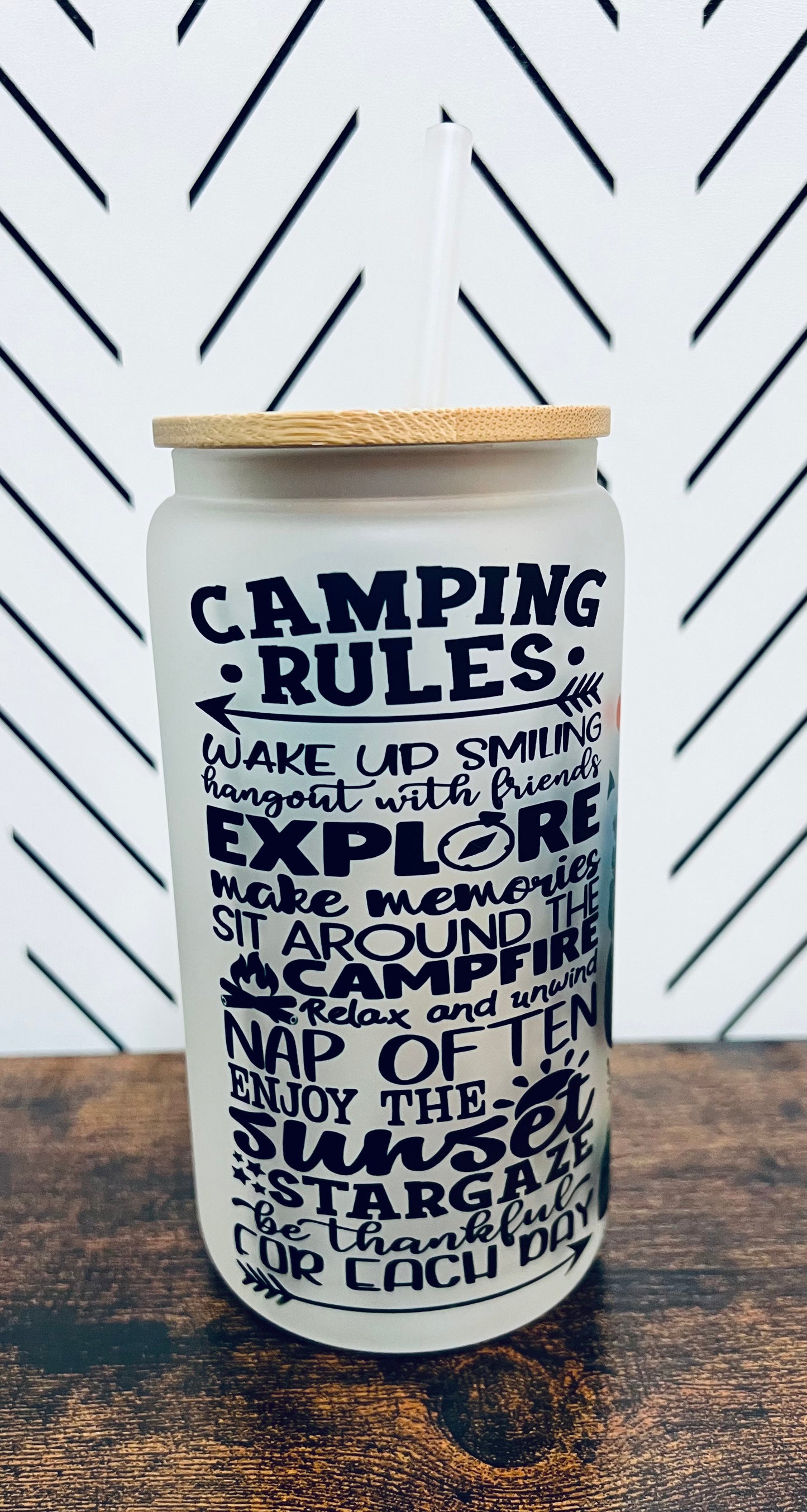Camping Rules Glass Tumbler