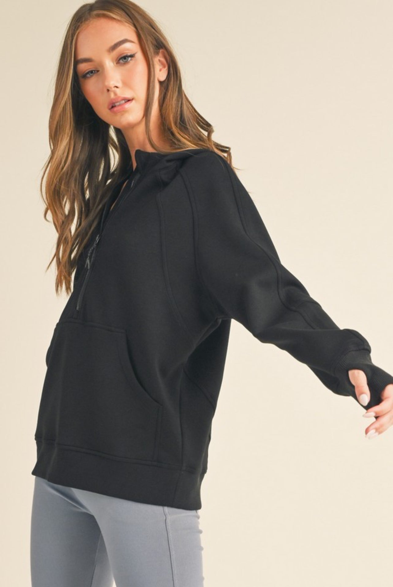 Black Scuba Quarter-Zip Hoodie