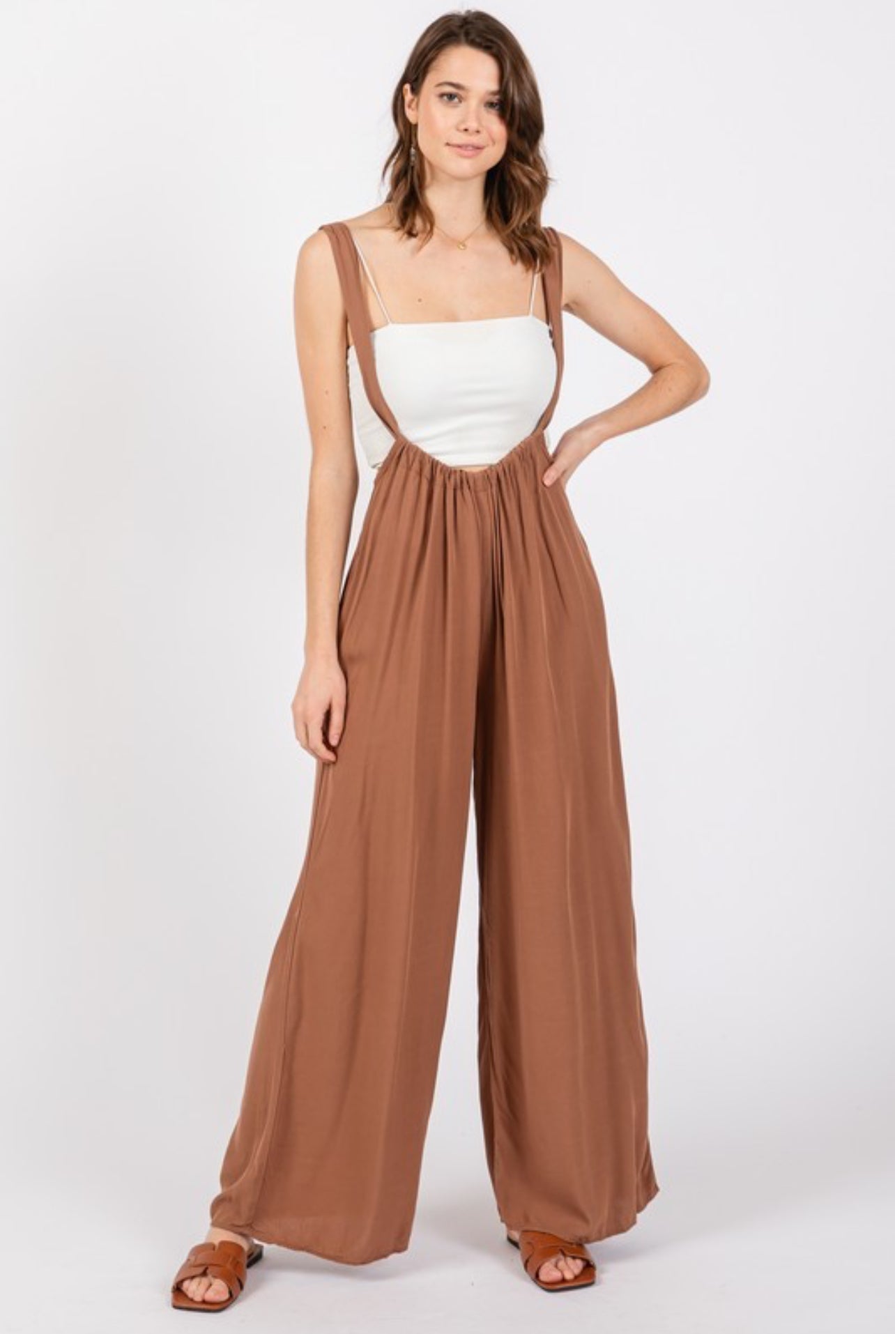 Amber Brown Suspender Jumpsuit