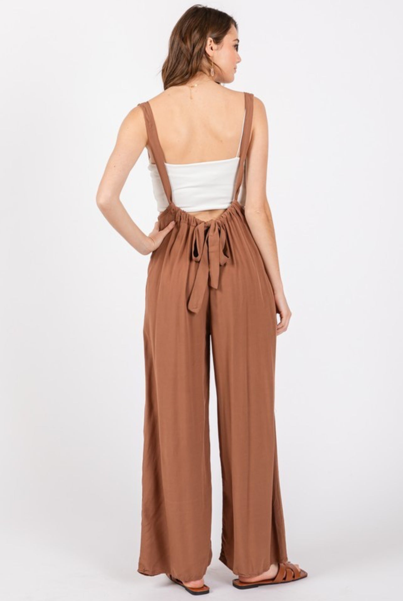 Amber Brown Suspender Jumpsuit