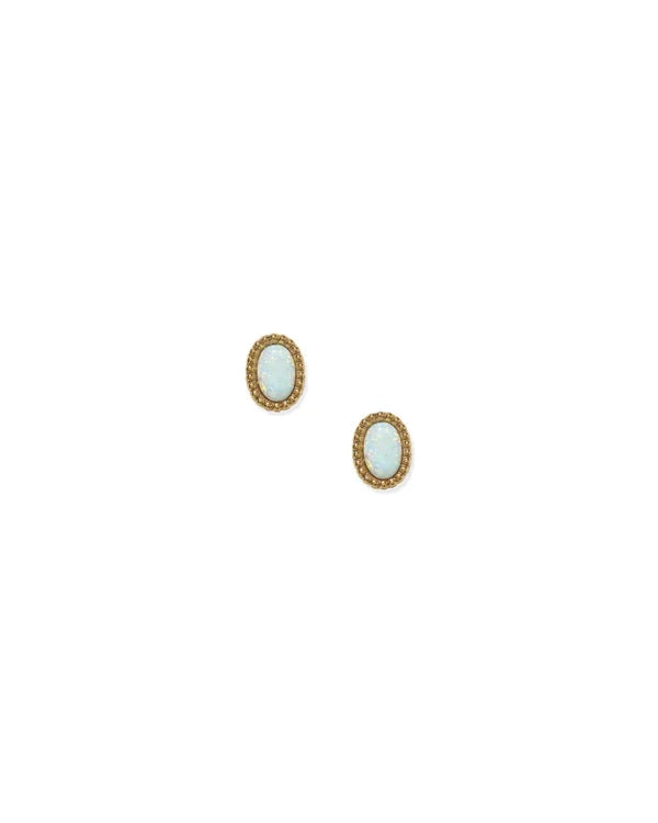 Luna Opal Gold Screwback Stud Earrings