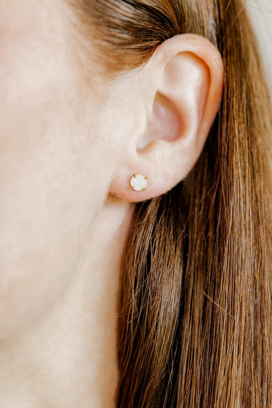 Venus Opal White Screwback Stud Earrings