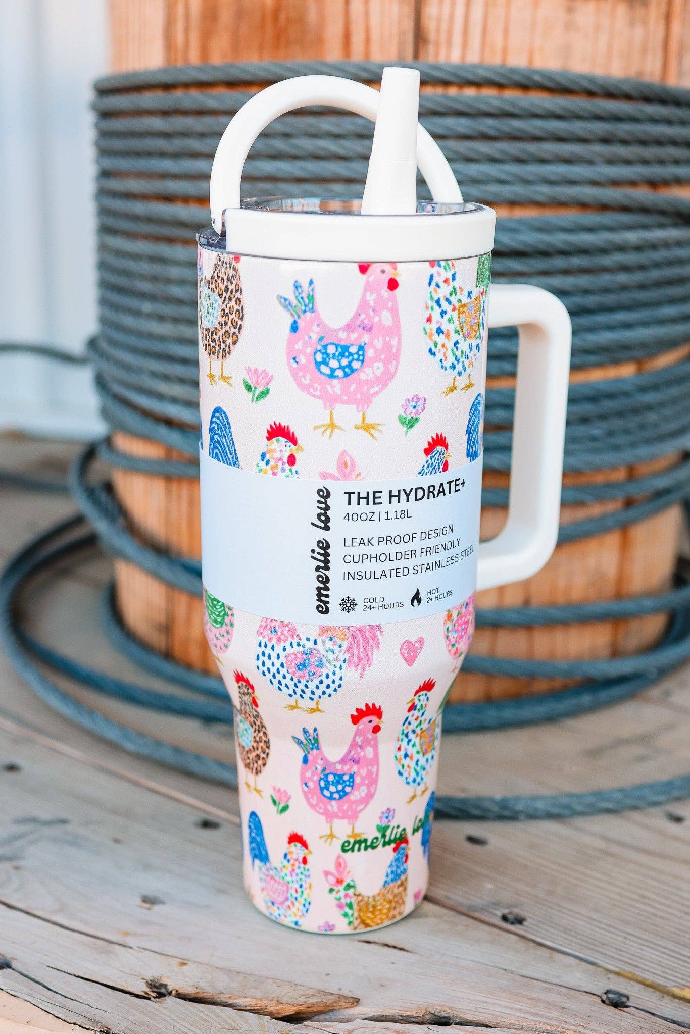 The Hydrate+ 40oz Tumbler - Fiesta Chickens