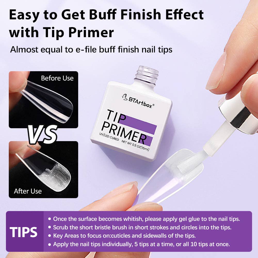 Gel Nail Glue and Tip Primer Set - Super Strong 4 in 1 for Fake Nails