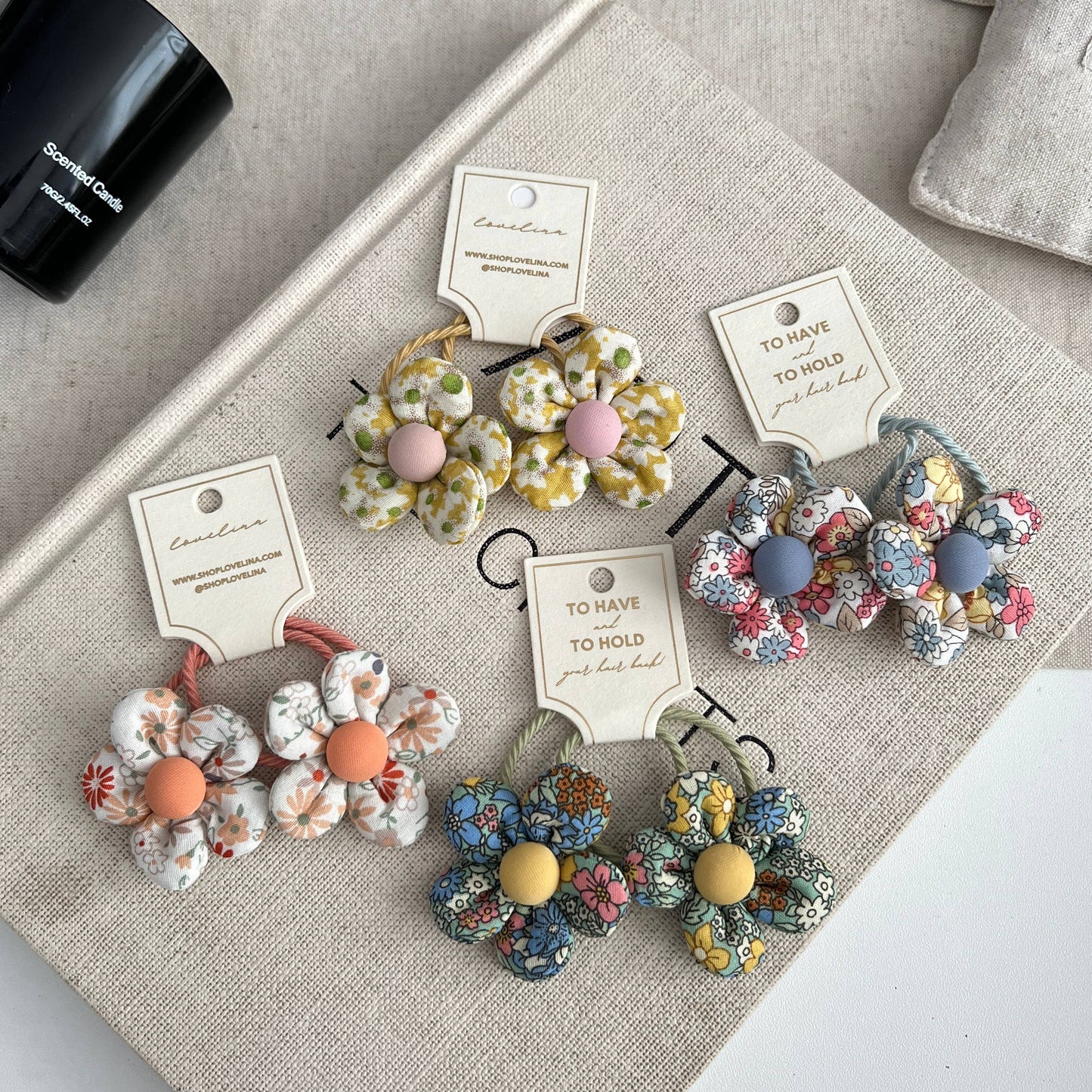 Kids Gingham Flower Hair Ties