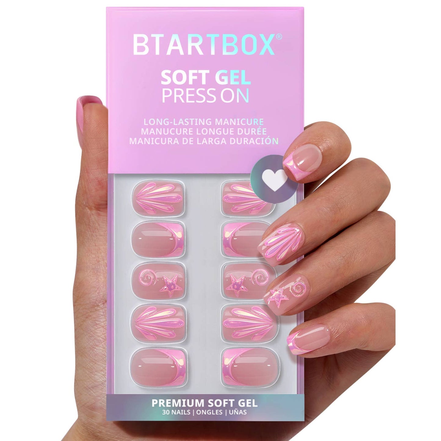 Summer Beach Blue Fake Nails-3D Starfish: Tide Play Pedi