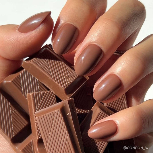 Chocolate Brown Press-On Nails | Fall Solids | Short Oval