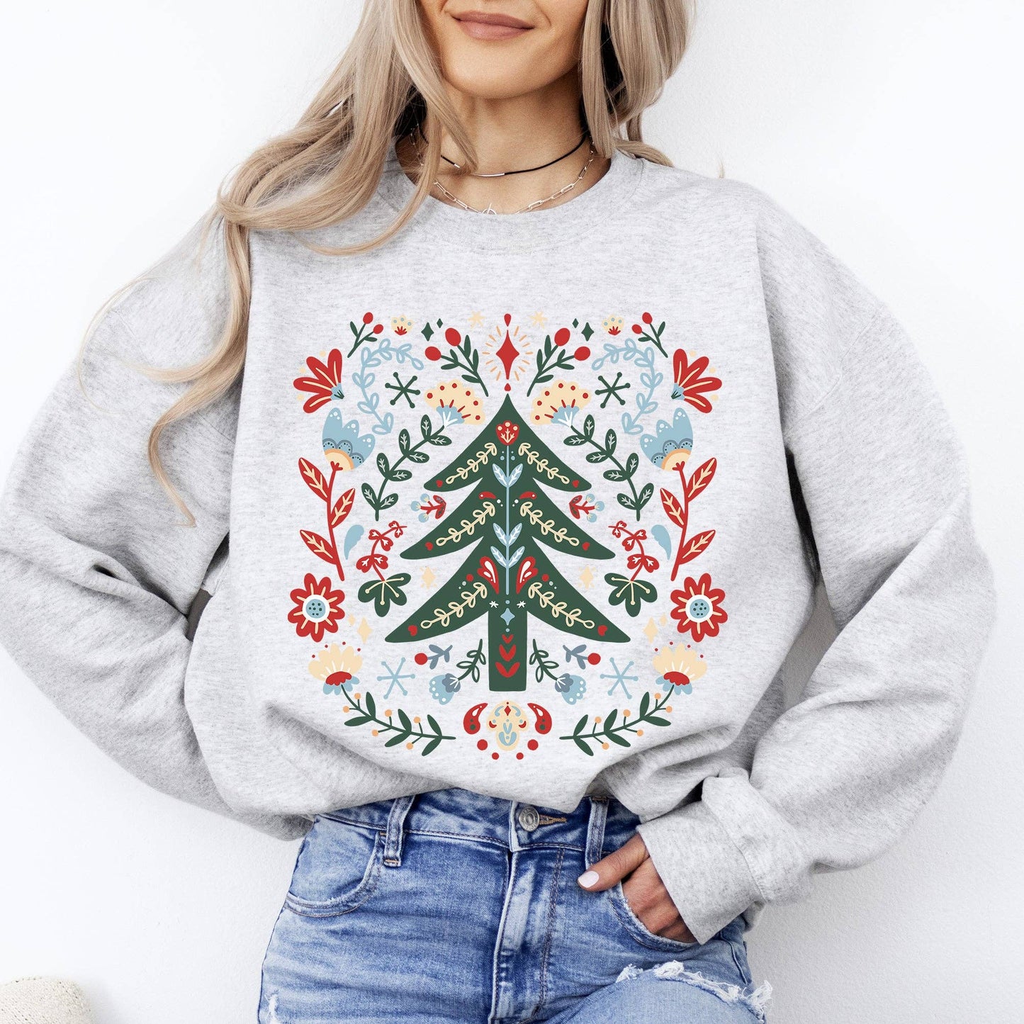 Ash Light Gray Scandinavian Christmas Sweatshirt