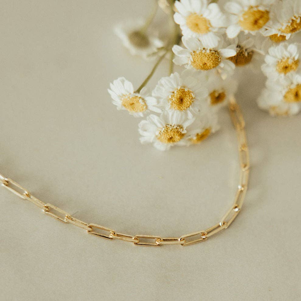 Madeline Gold Filled Paperclip Necklace: 16"