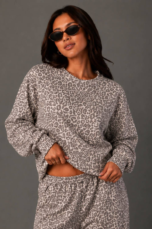 Cream & Brown Leopard Sweatshirt
