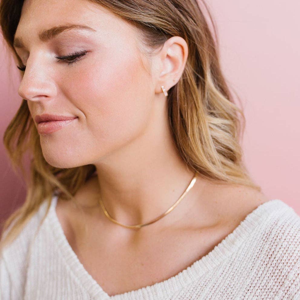 Jade Herringbone Necklace: Silver / 16 Inches