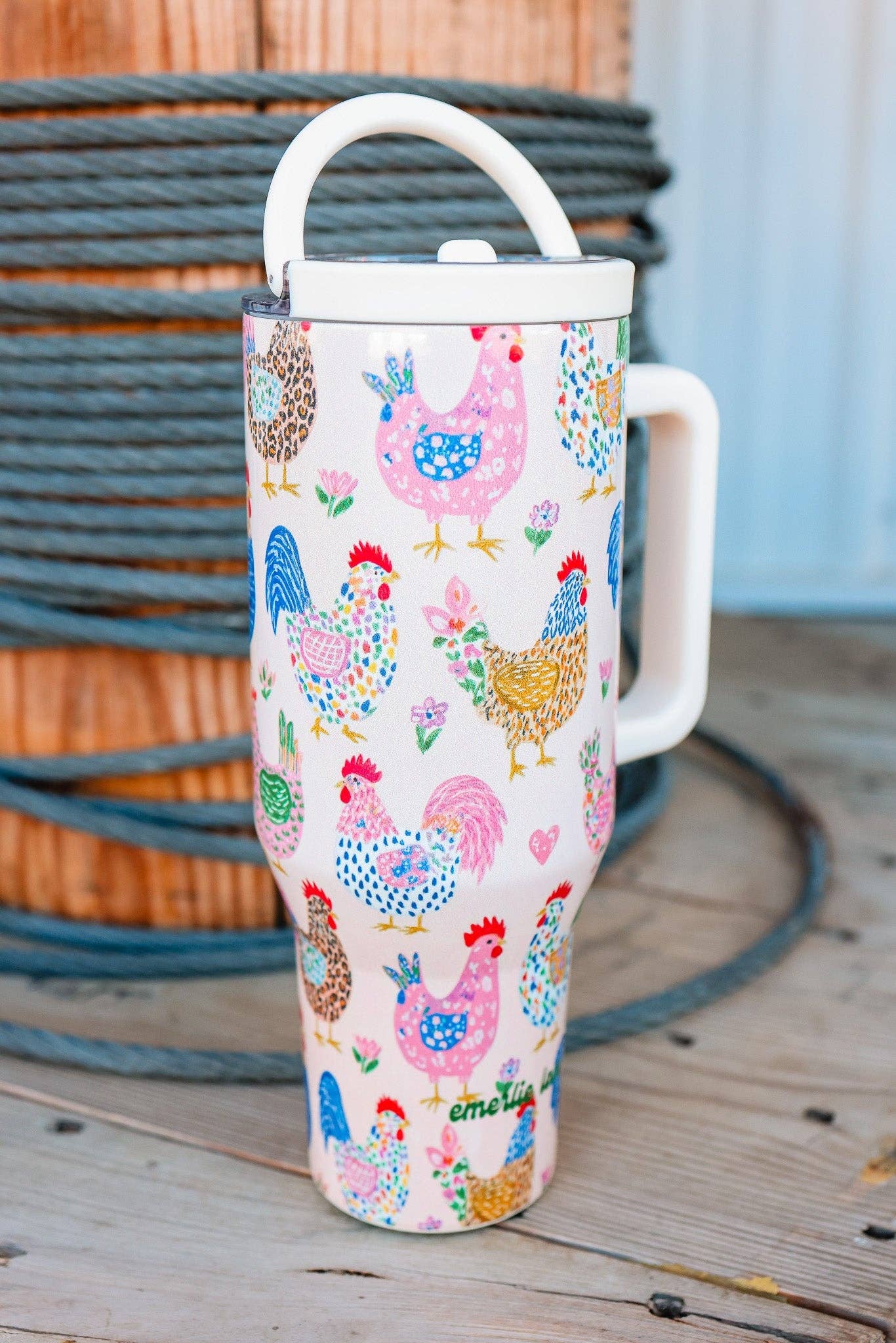 The Hydrate+ 40oz Tumbler - Fiesta Chickens