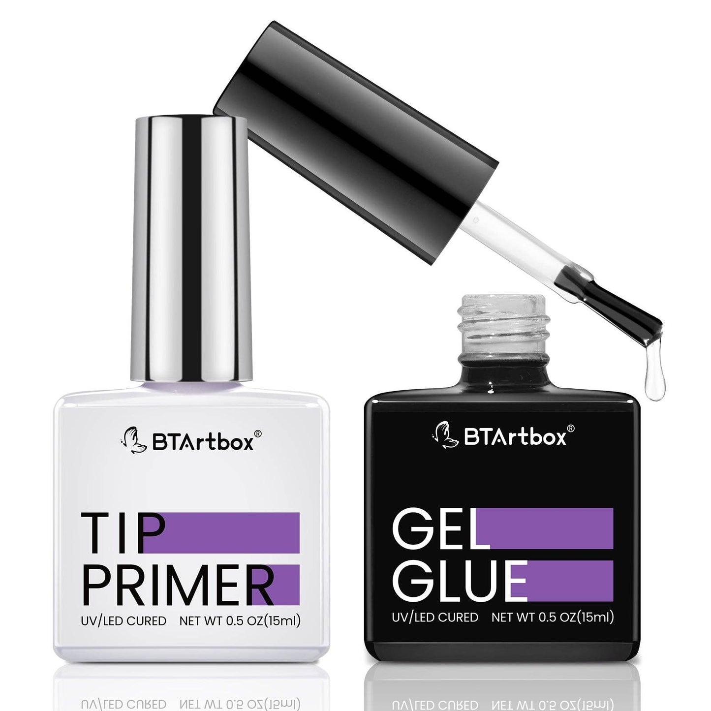Gel Nail Glue and Tip Primer Set - Super Strong 4 in 1 for Fake Nails