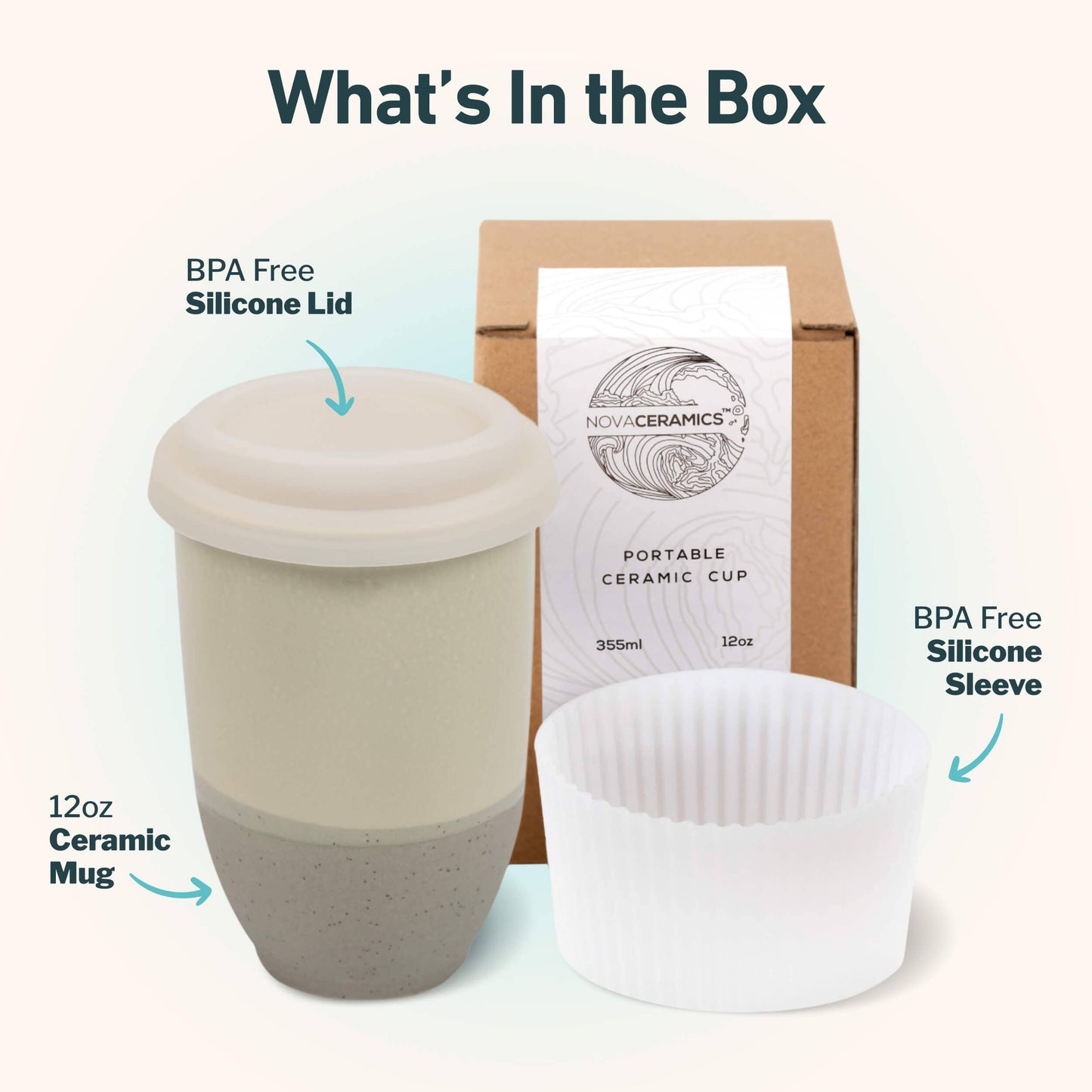 Mist Ceramic Mug – 12oz Reusable Travel Coffee Cup