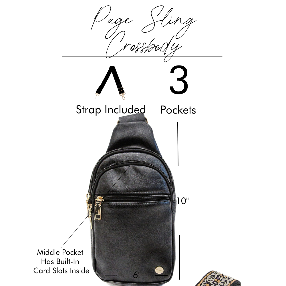 Page Convertible Crossbody Travel Satchel Passport Sling: Black