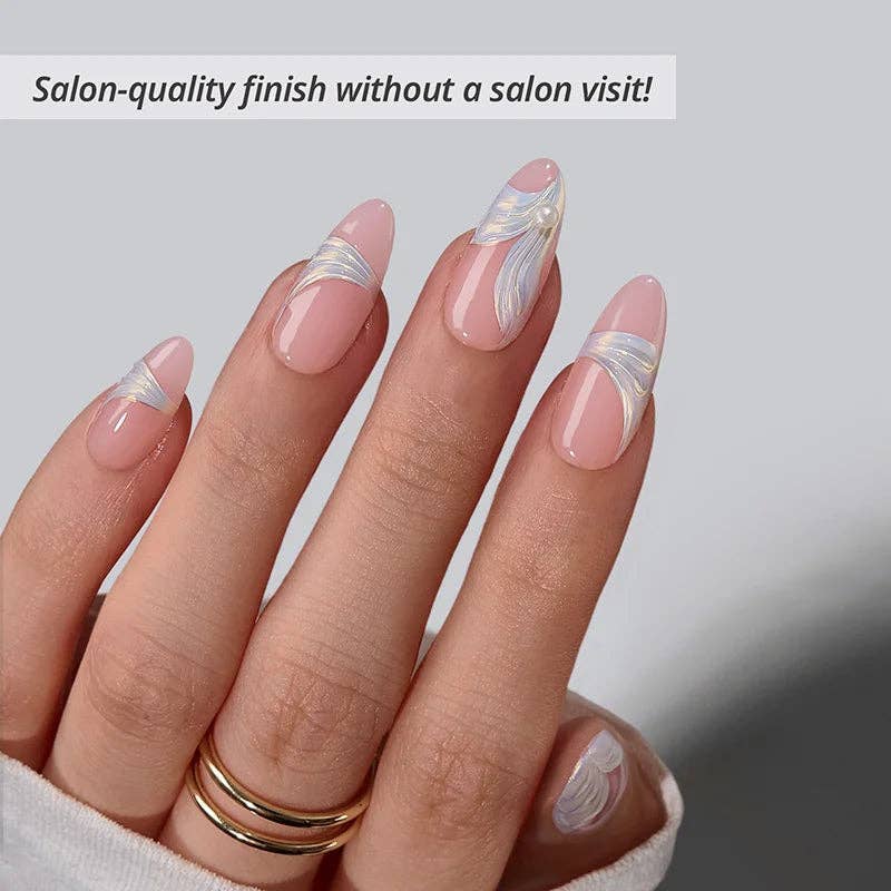 Summer Beach Blue Fake Nails-3D Starfish: Tide Play Pedi