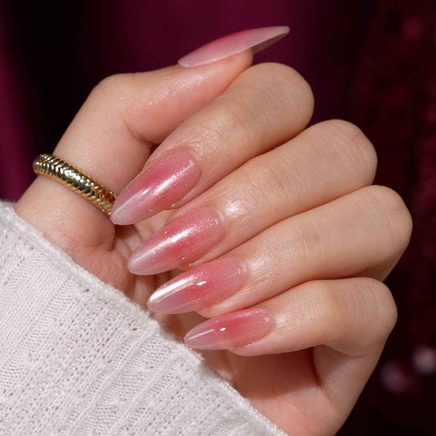 3D Polka Dot Ombre Artificial Nails - Medium Almond Press On: Gala Polka