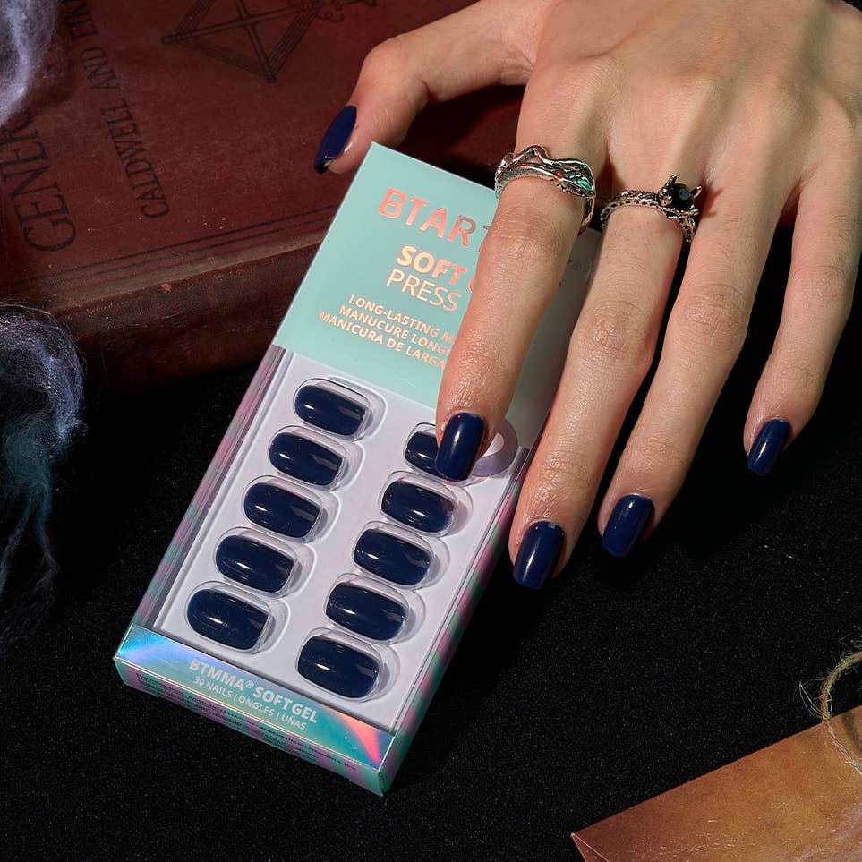 Dark Blue Press On Nails