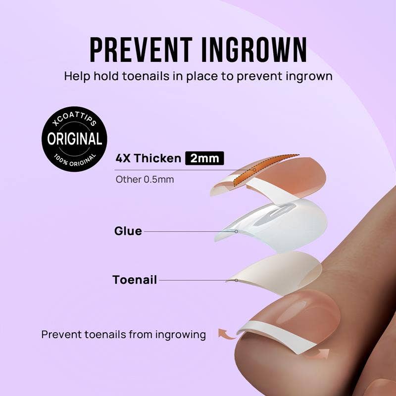 French Tip Press On Toe Nails - Short Squoval Toenails
